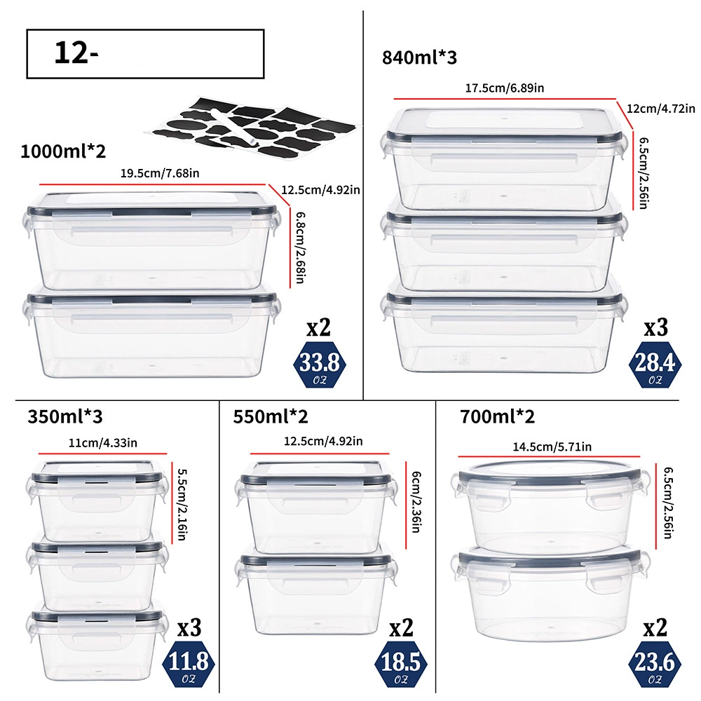 Sealed food storage container set, 24-pack - 12-pack