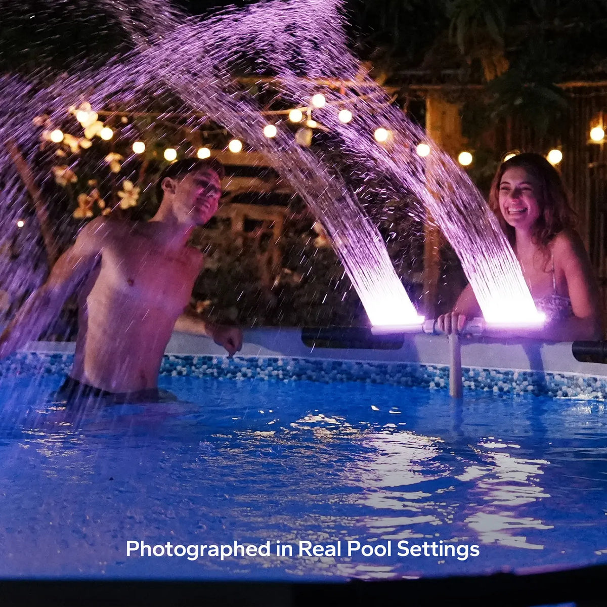 Solar Pool Fountain with Lights
