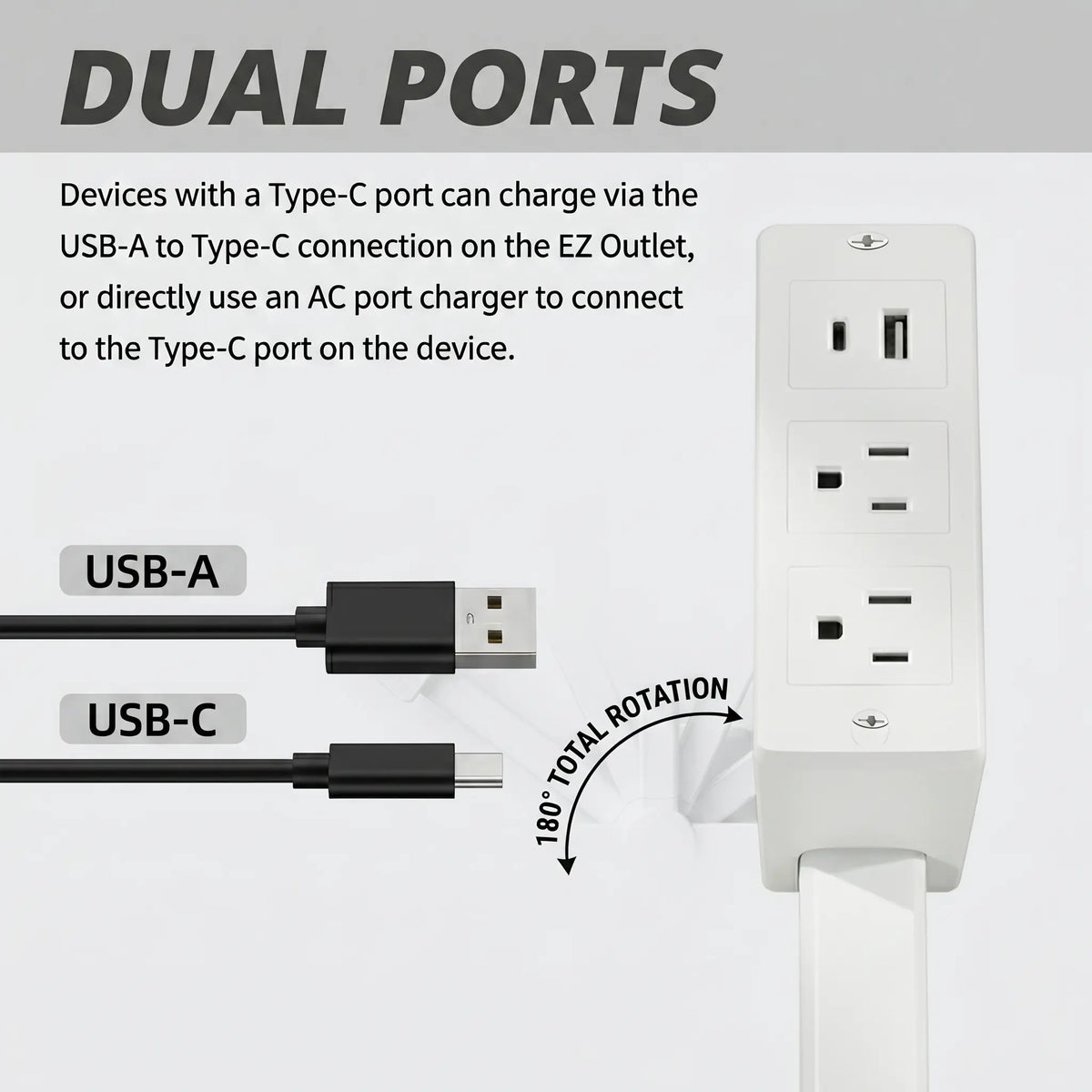 WestDeer Outlet Extender with USB-A & USB-C - 180° Rotatable