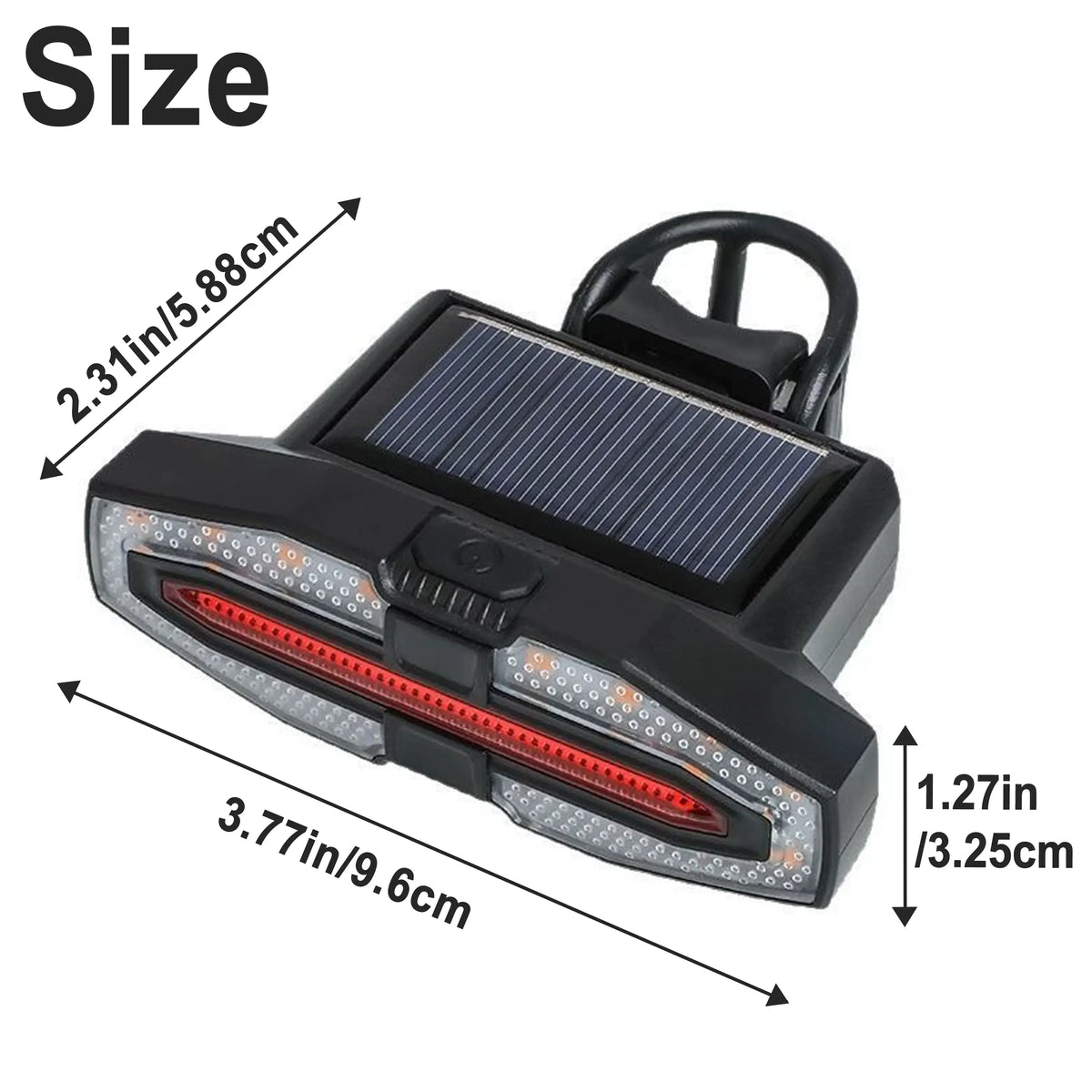 Solar Bicycle Tail Light – 5 Modes, USB Rechargeable