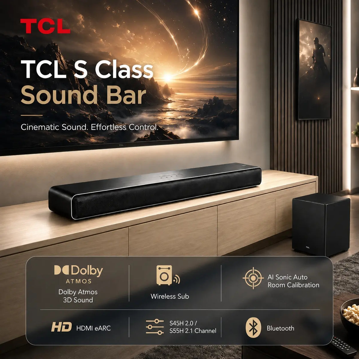 TCL S55H Sound Bar with Wireless Subwoofer