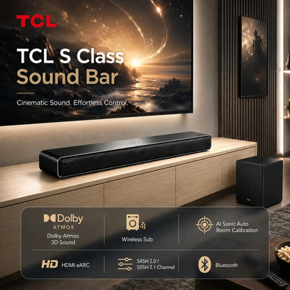 TCL S55H Sound Bar with Wireless Subwoofer