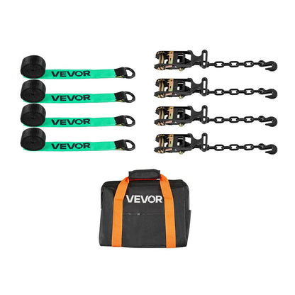 Wheel Chock Tie-Down Ratchet Straps 4-Pack