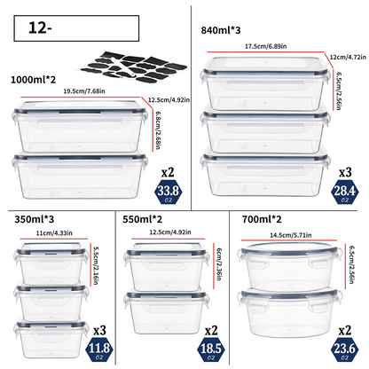 Sealed food storage container set, 24-pack - 12-pack