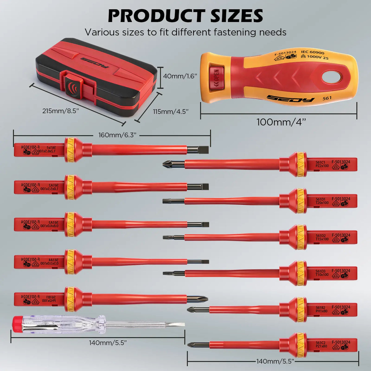 1000V Insulated Screwdriver Set – VDE & GS Certified, 13-Piece
