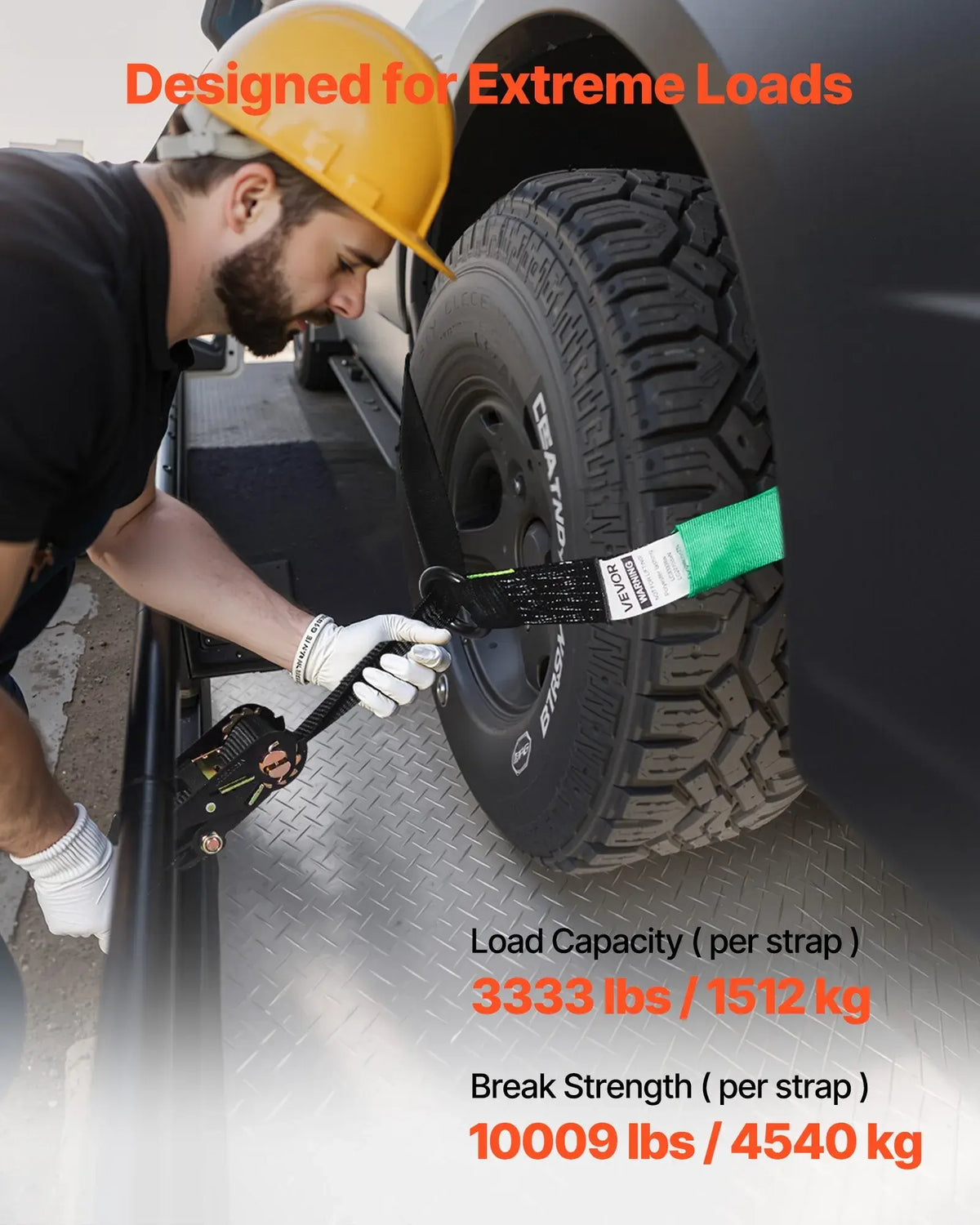 Wheel Chock Tie-Down Ratchet Straps 4-Pack