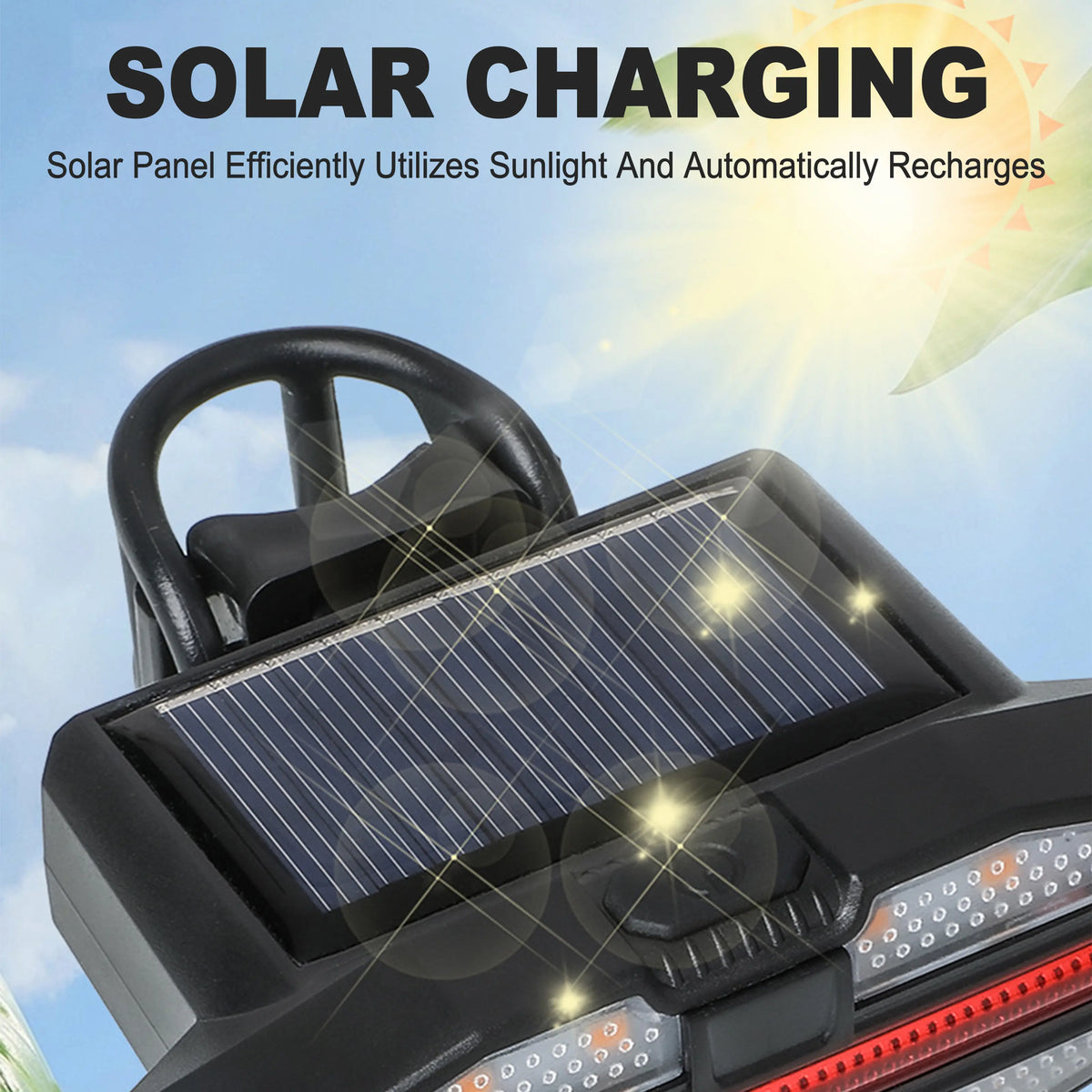 Solar Bicycle Tail Light – 5 Modes, USB Rechargeable