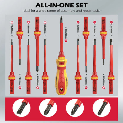 1000V Insulated Screwdriver Set – VDE & GS Certified, 13-Piece