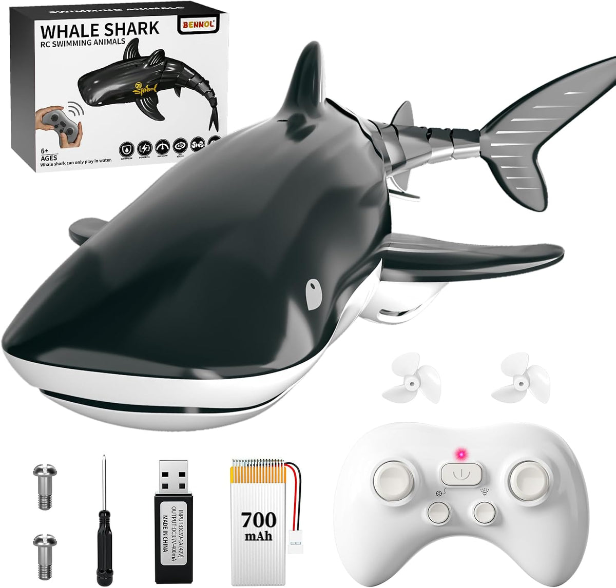 Remote Control Shark Toy with LED Light & Water Spray