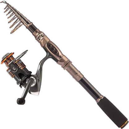 PLUSINNO Carbon Fiber Telescopic Fishing Rod & Reel Combo Kit