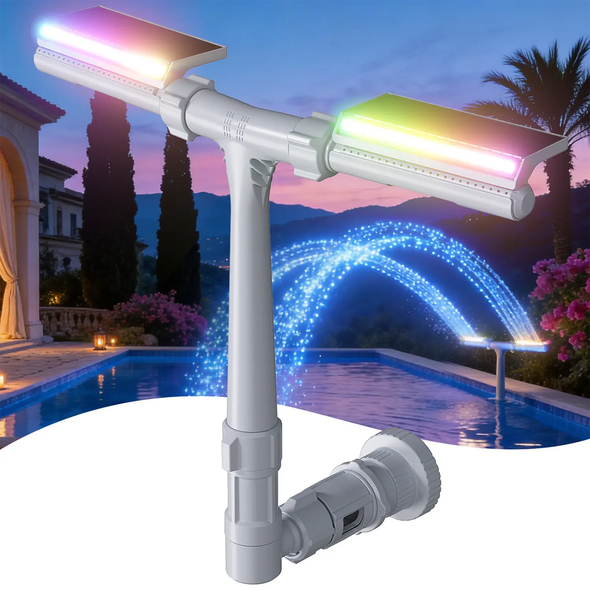 Solar Pool Fountain with Lights