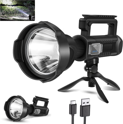 Rechargeable LED Spotlight – 3M Lumens, 4 Modes, Tripod & USB-C