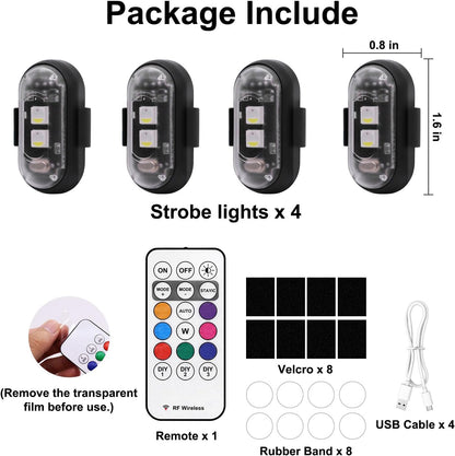 Wireless LED Strobe Lights – 4 Pack with Remote