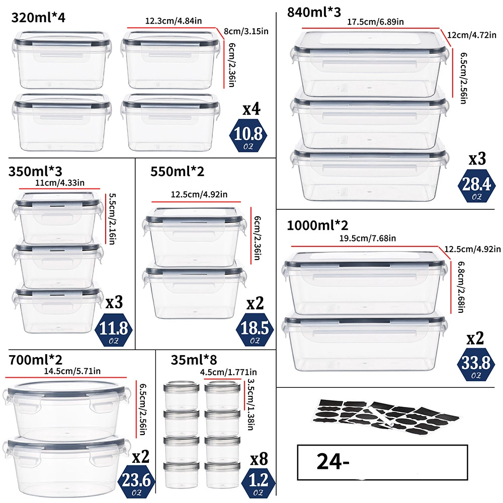 Sealed food storage container set, 24-pack - 12-pack