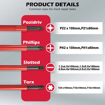 1000V Insulated Screwdriver Set – VDE & GS Certified, 13-Piece