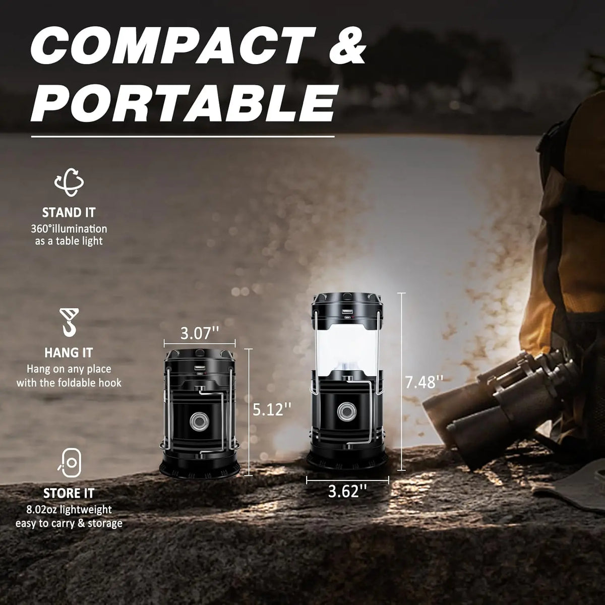 Solar Camping Lantern – 4 Pack Rechargeable LED
