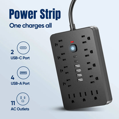 Surge Protector Power Strip | 17-in-1 with USB & Type-C